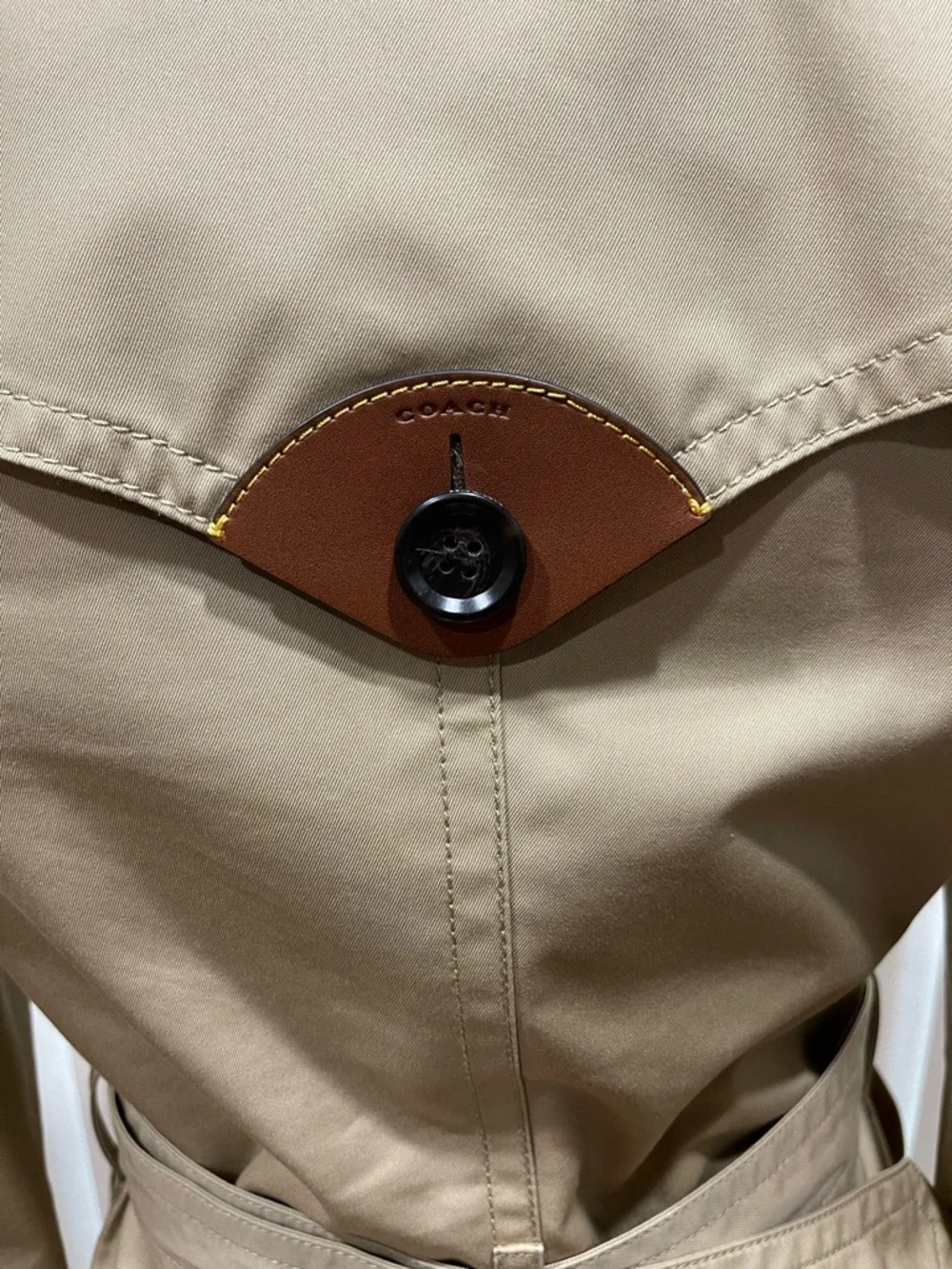 Coach Khaki Trench Coat with Signature Monogram Trim - Picture 7 of 14